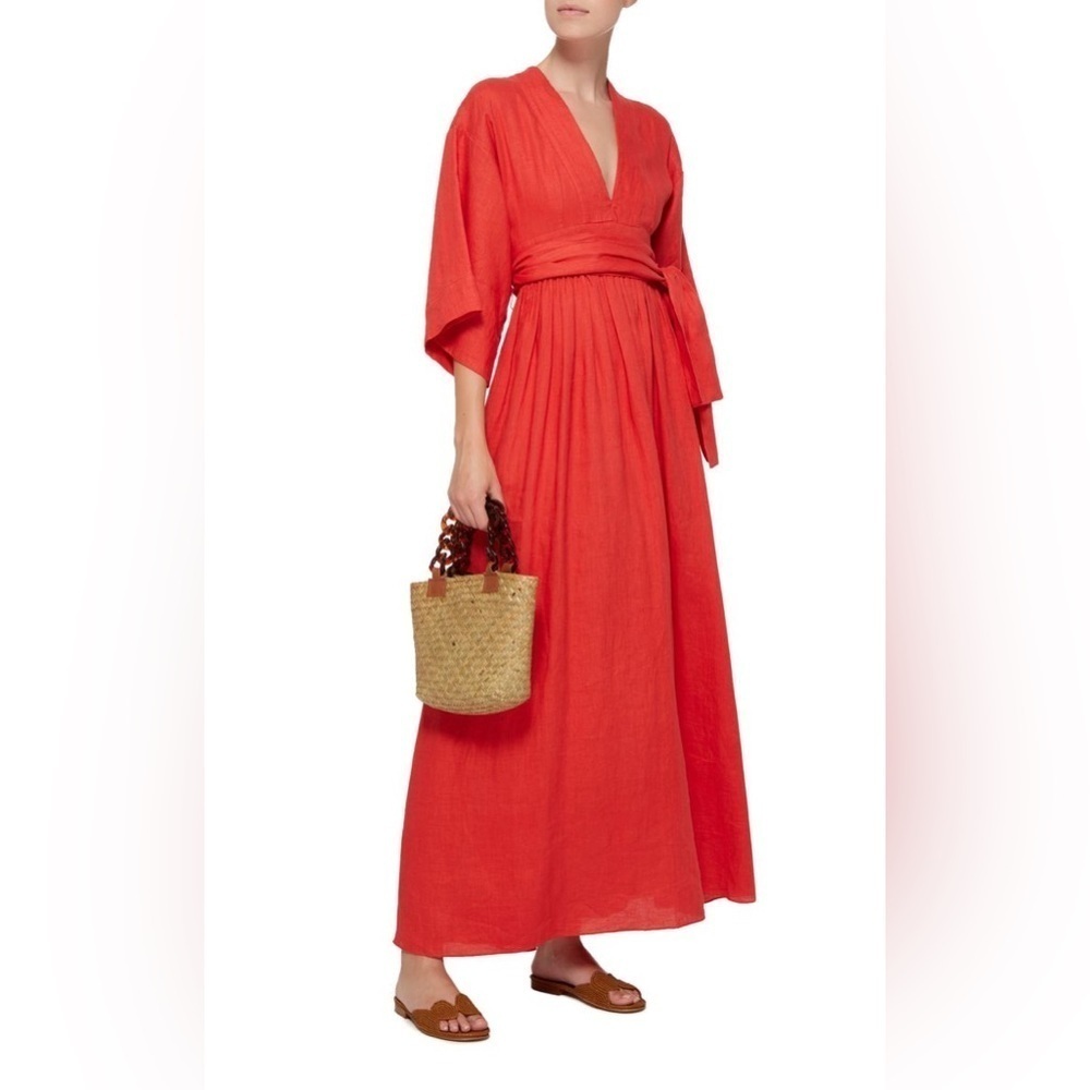 Three Graces London Ferrers Belted Linen Dress Size 6